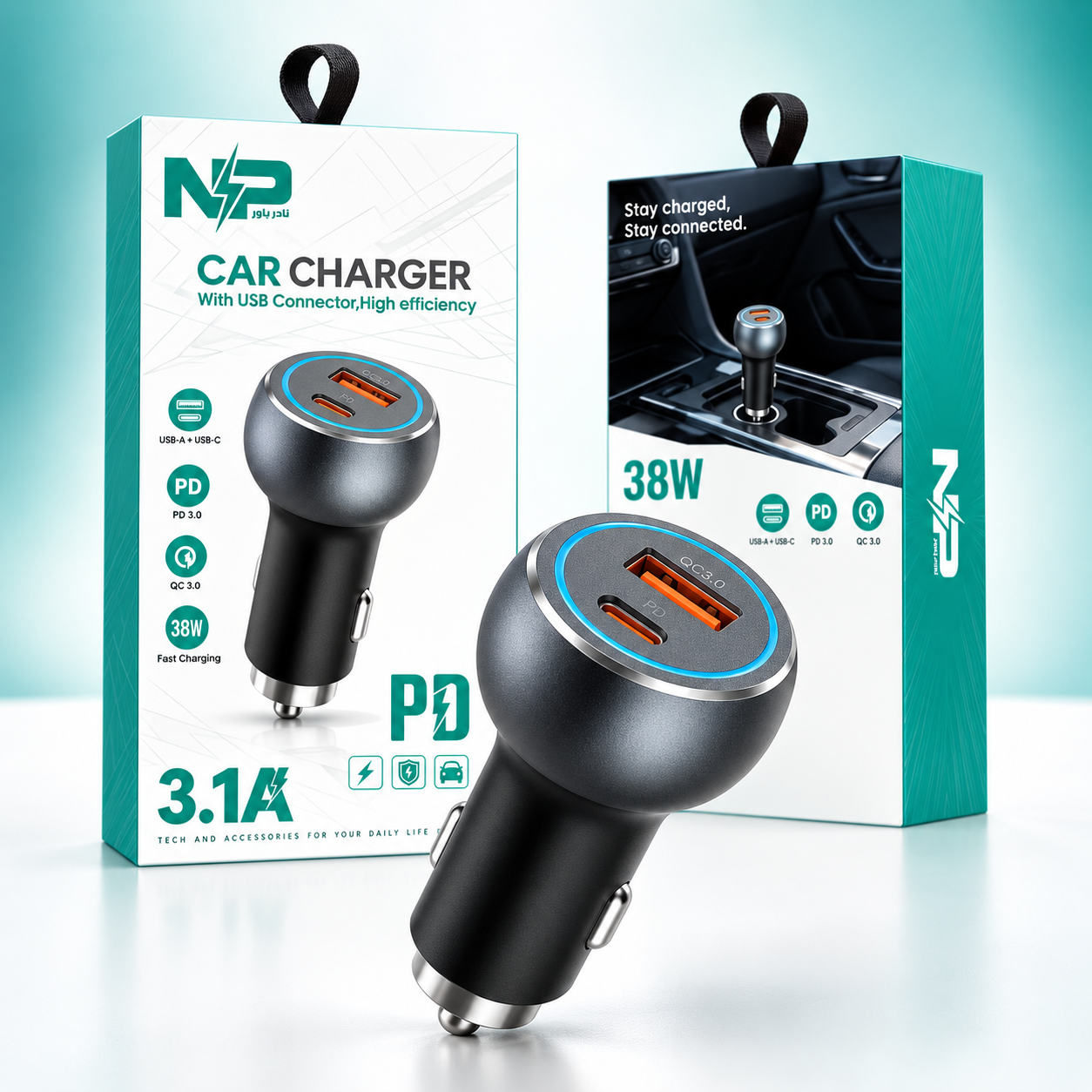 Nader Power 38W dual-port car charger